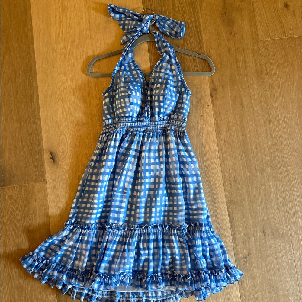 Lilly Pulitzer Blue Checkered Halter Dress